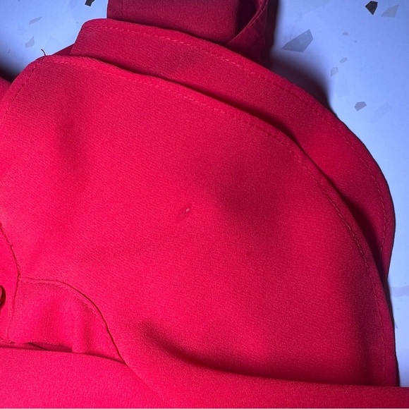 Karl Lagerfeld Red Paris Ruffle Neck Sleeveless Blouse Size Small 6 Office - Picture 12 of 13